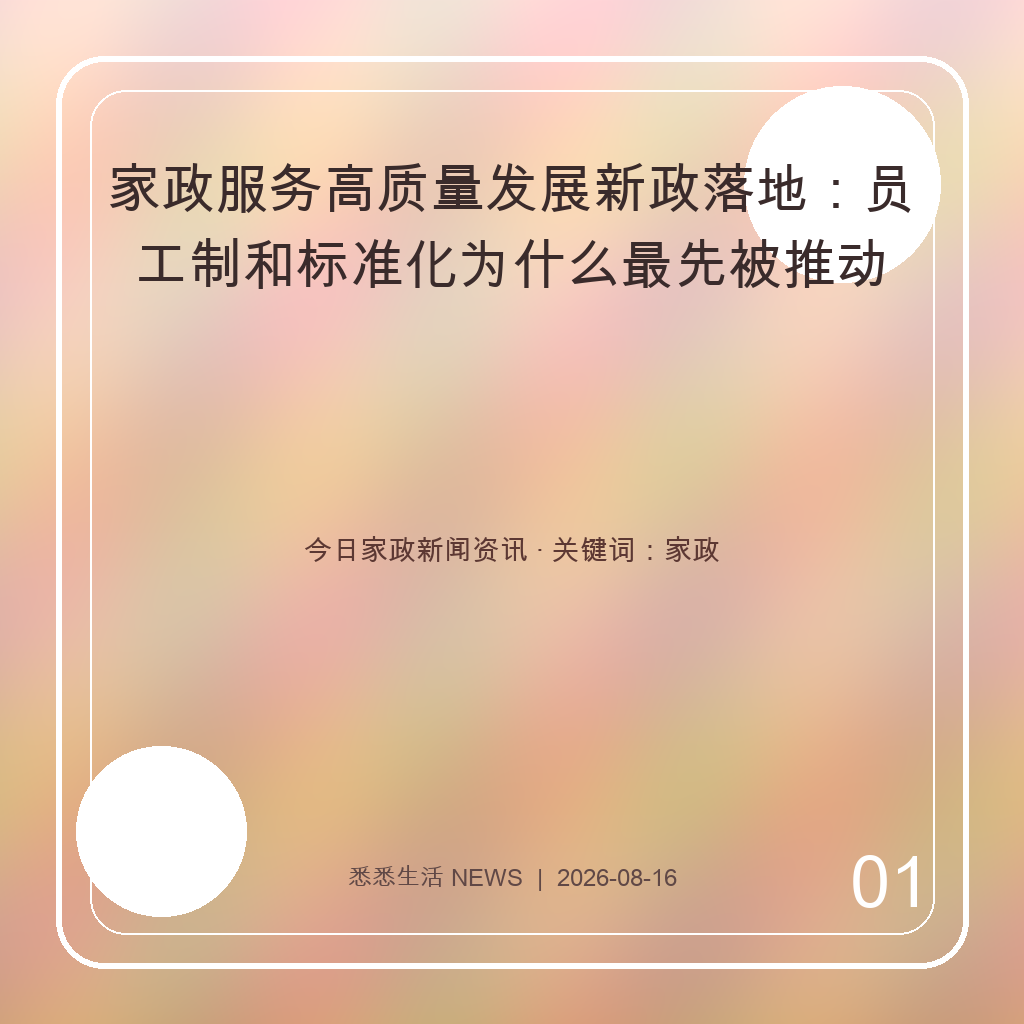 家政服务高质量发展新政落地：员工制和标准化为什么最先被推动