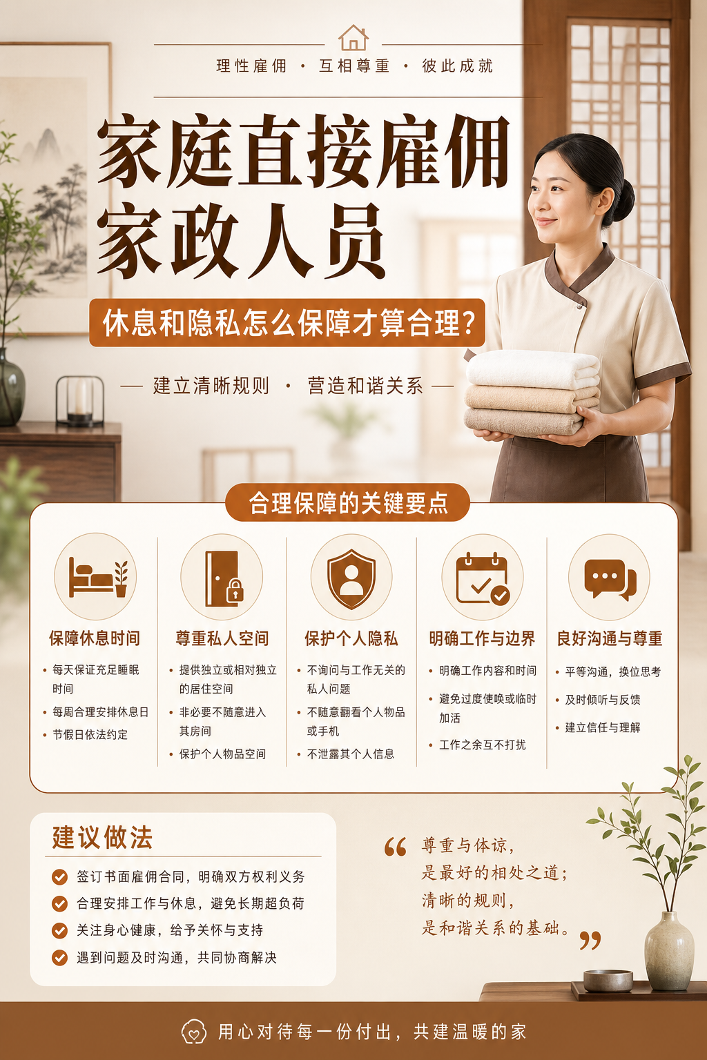 家庭直接雇佣家政人员，休息和隐私怎么保障才算合理