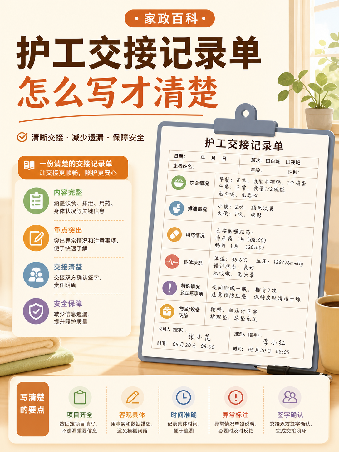 护工交接记录单怎么写才清楚