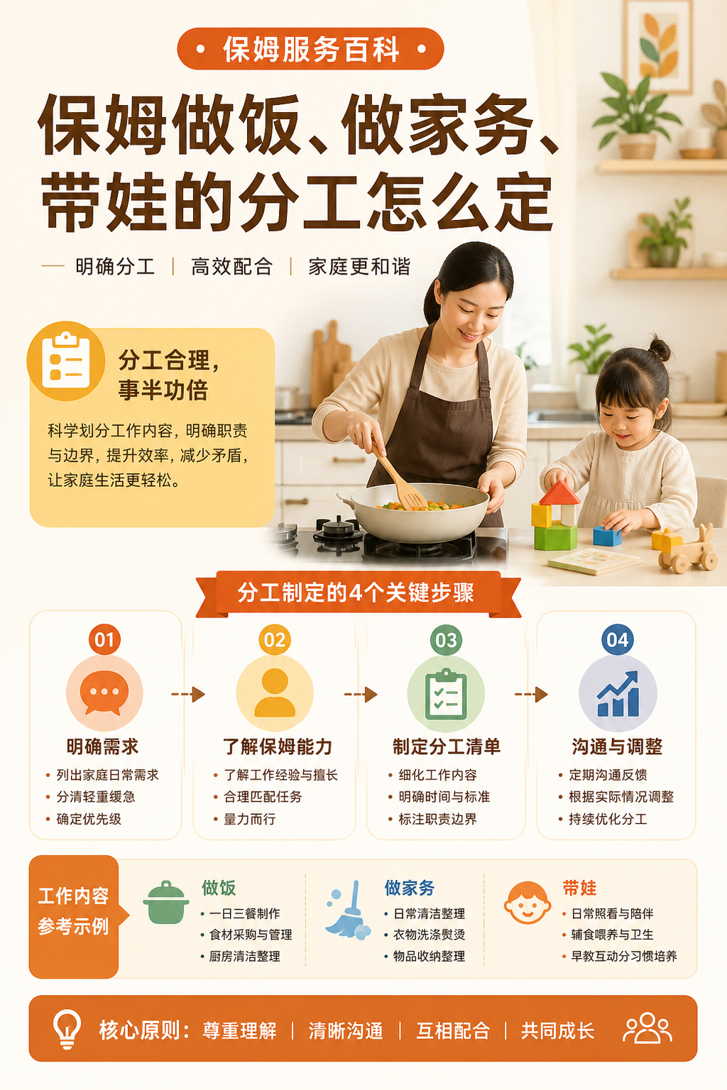 保姆做饭、做家务、带娃的分工怎么定