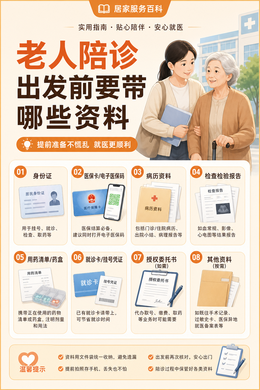 老人陪诊出发前要带哪些资料