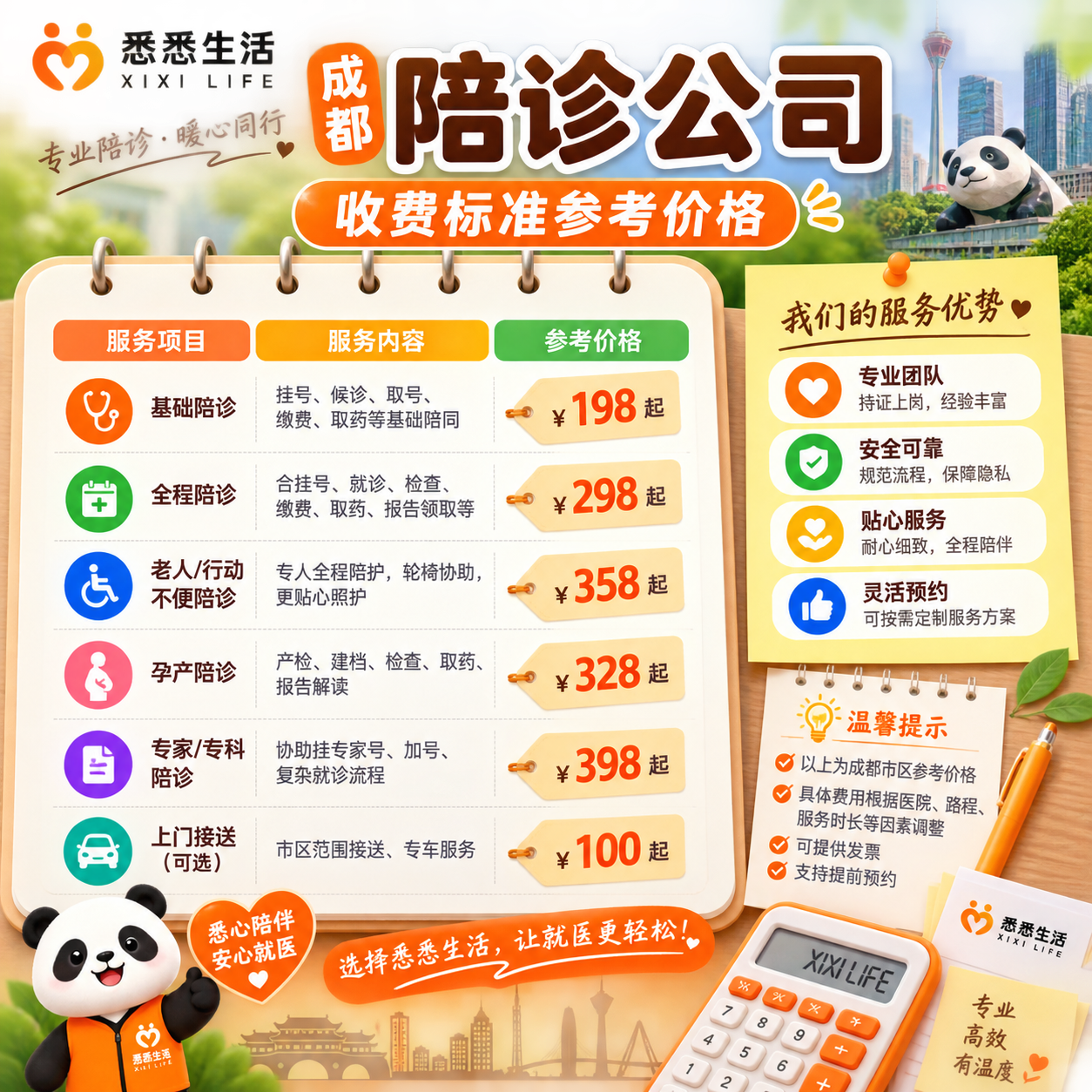 成都陪诊公司收费标准参考价格