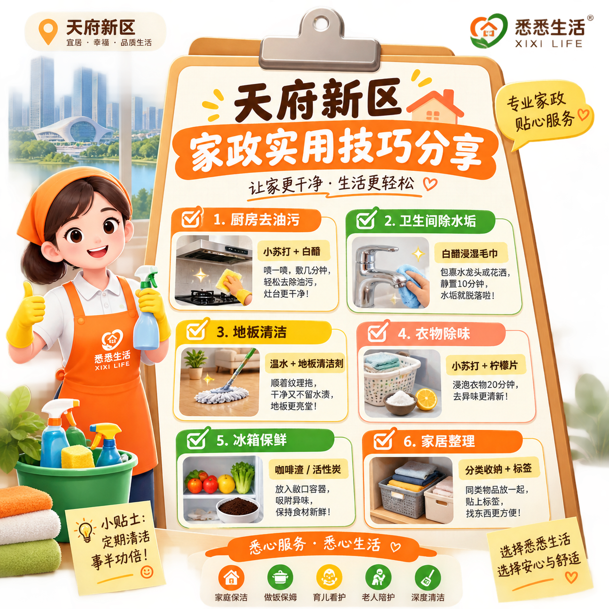 天府新区家政实用技巧分享
