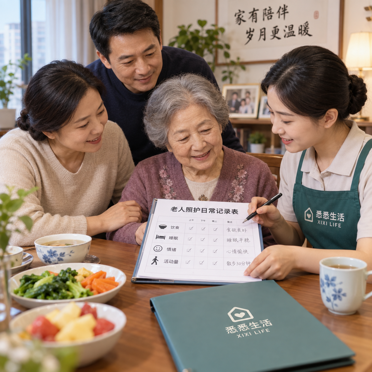老人照护日常记录表：饮食、睡眠、情绪和活动量