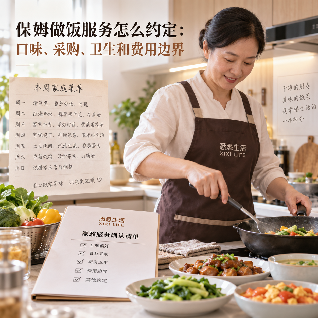 保姆做饭服务怎么约定：口味、采购、卫生和费用边界