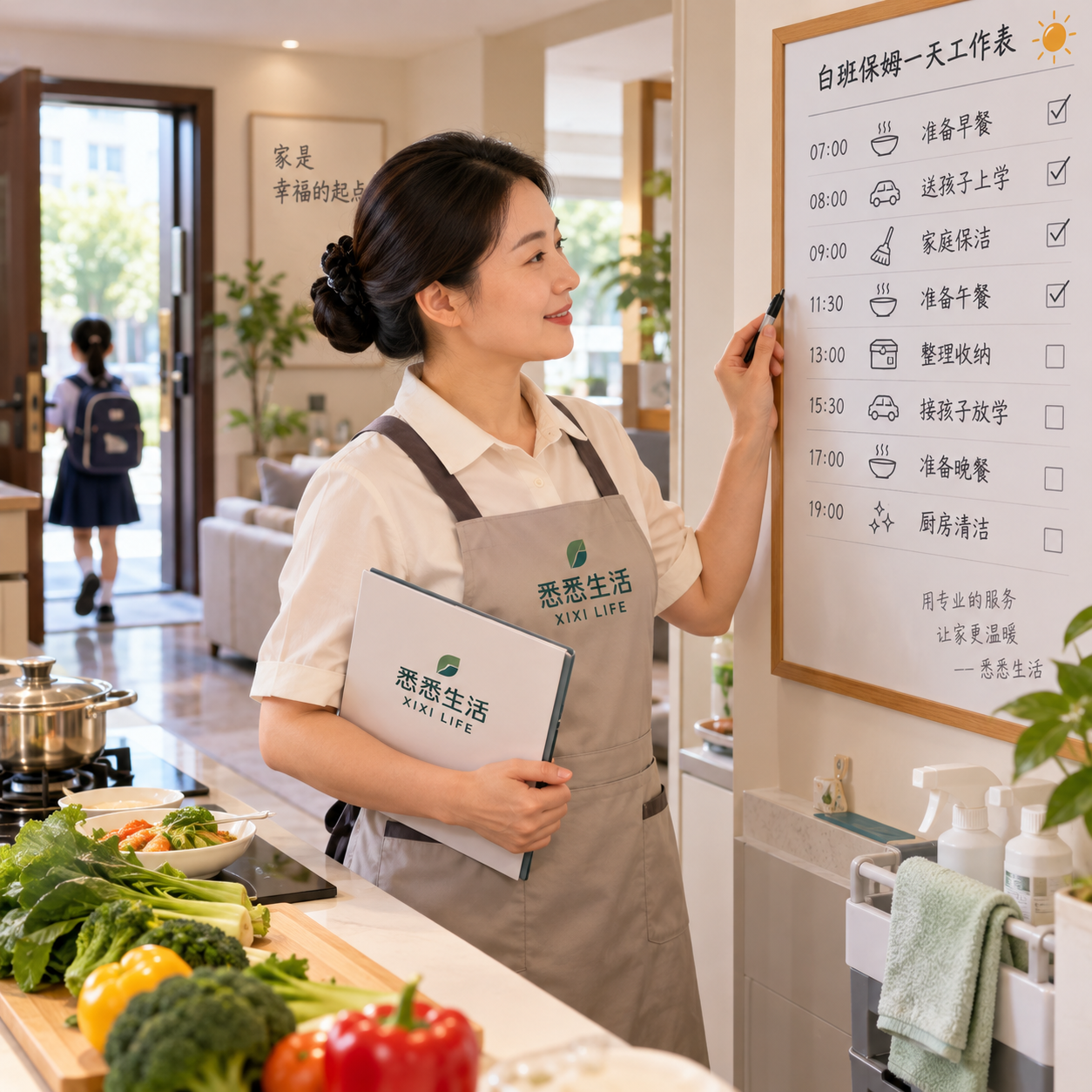 白班保姆一天工作表：做饭、保洁和接送如何排班