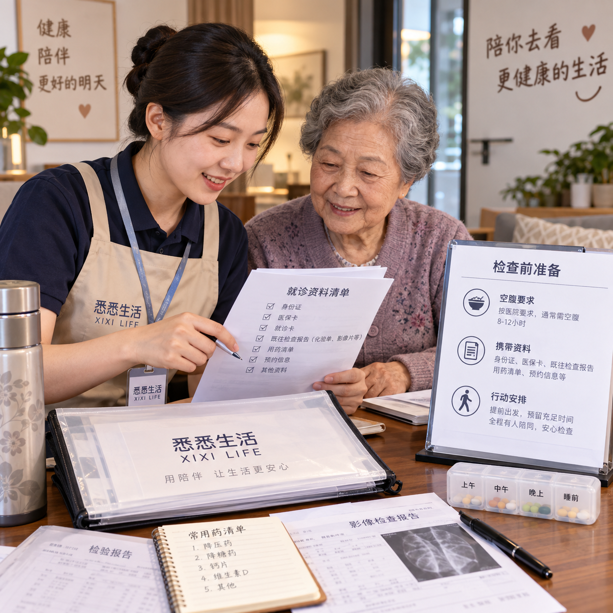 老人陪诊检查前准备：空腹要求、资料与行动安排