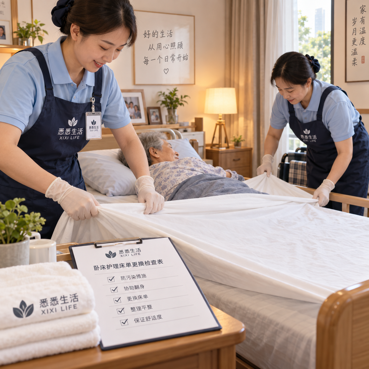 卧床护理床单更换流程：防污染、翻身与舒适度