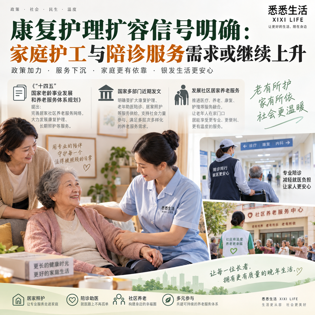 康复护理扩容信号明确：家庭护工与陪诊服务需求或继续上升