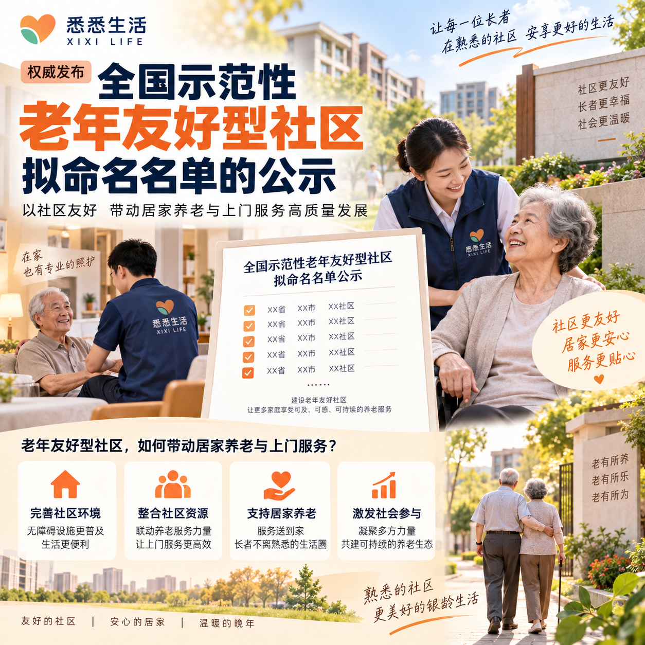 全国示范性老年友好型社区拟命名名单的公示：对家政服务与居家照护有哪些提醒
