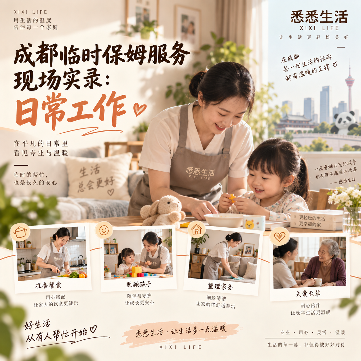 成都临时保姆服务现场实录：日常工作