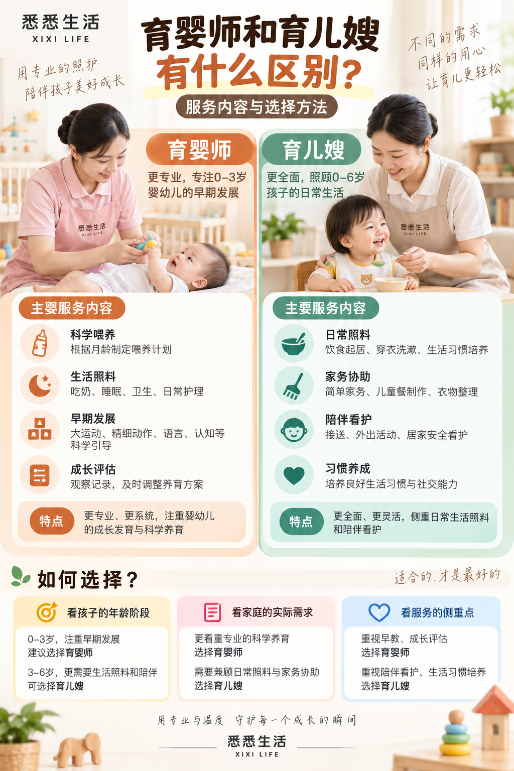 育婴师和育儿嫂有什么区别：服务内容与选择方法