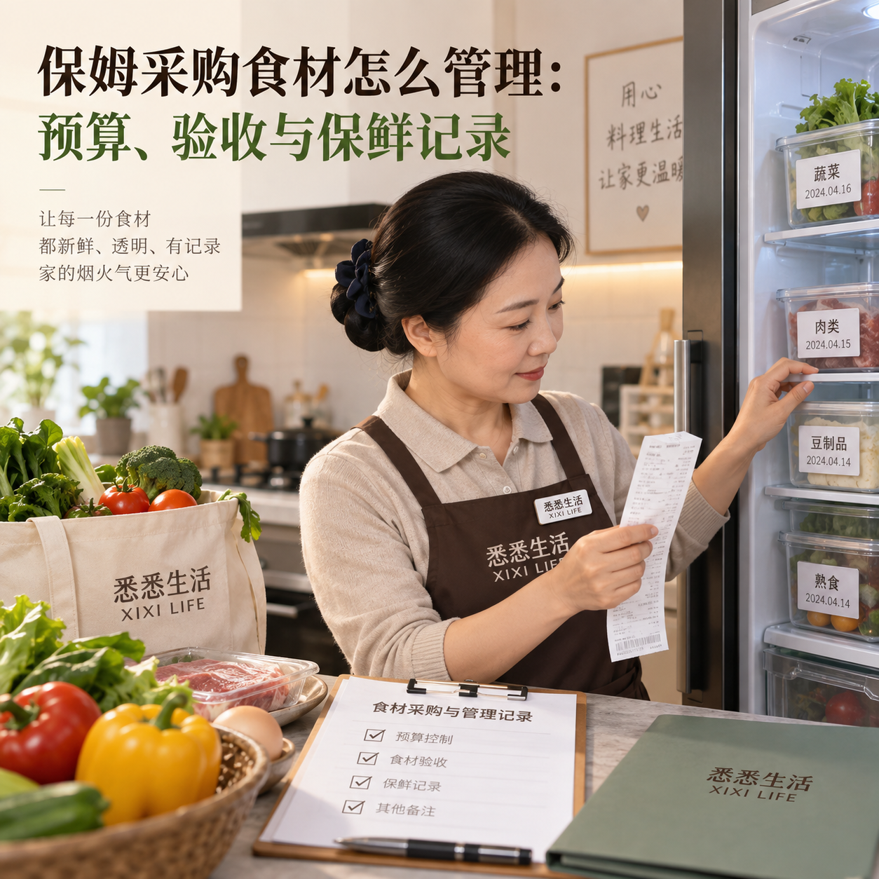 保姆采购食材怎么管理：预算、验收与保鲜记录