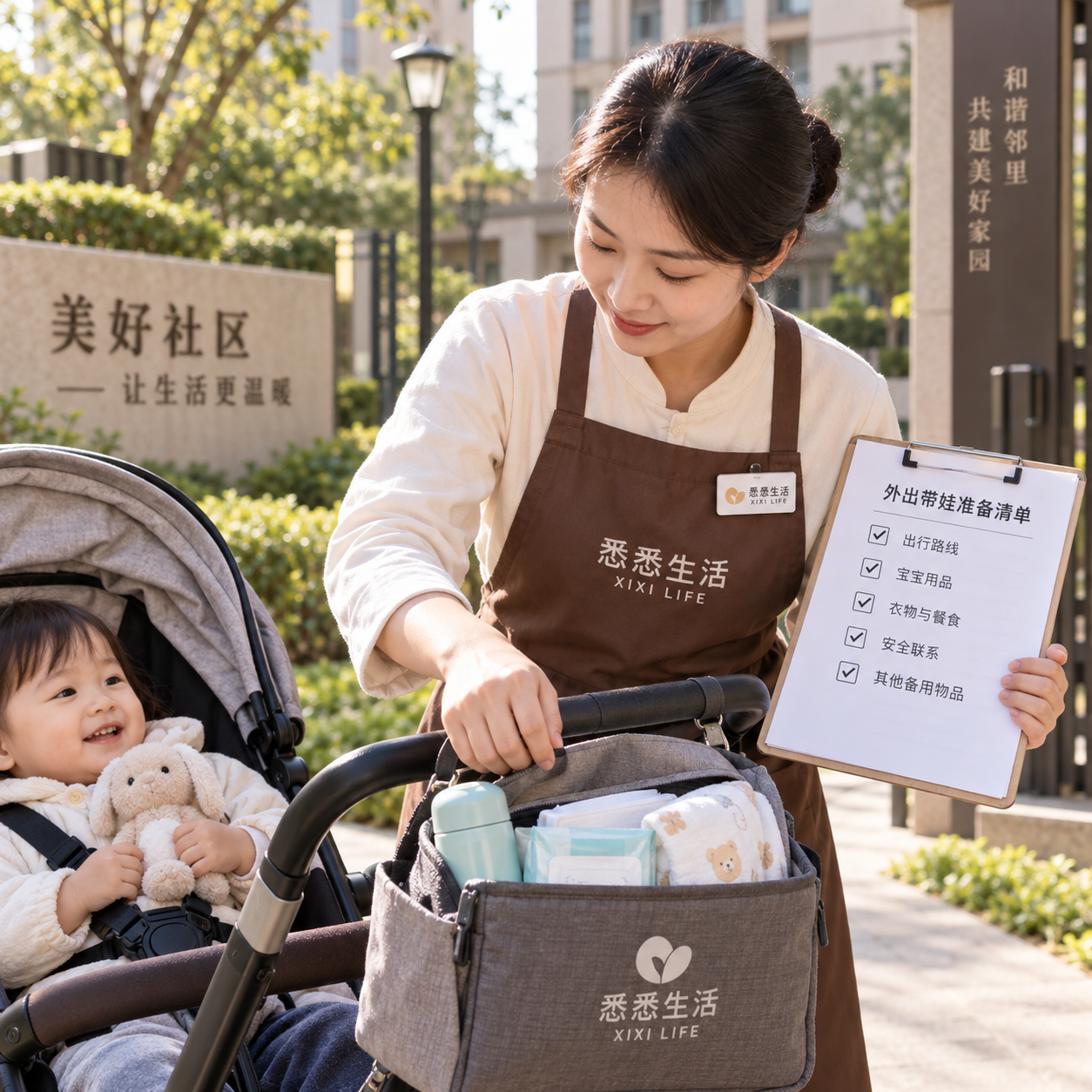 育儿嫂外出带娃怎么准备：路线、用品与安全联系