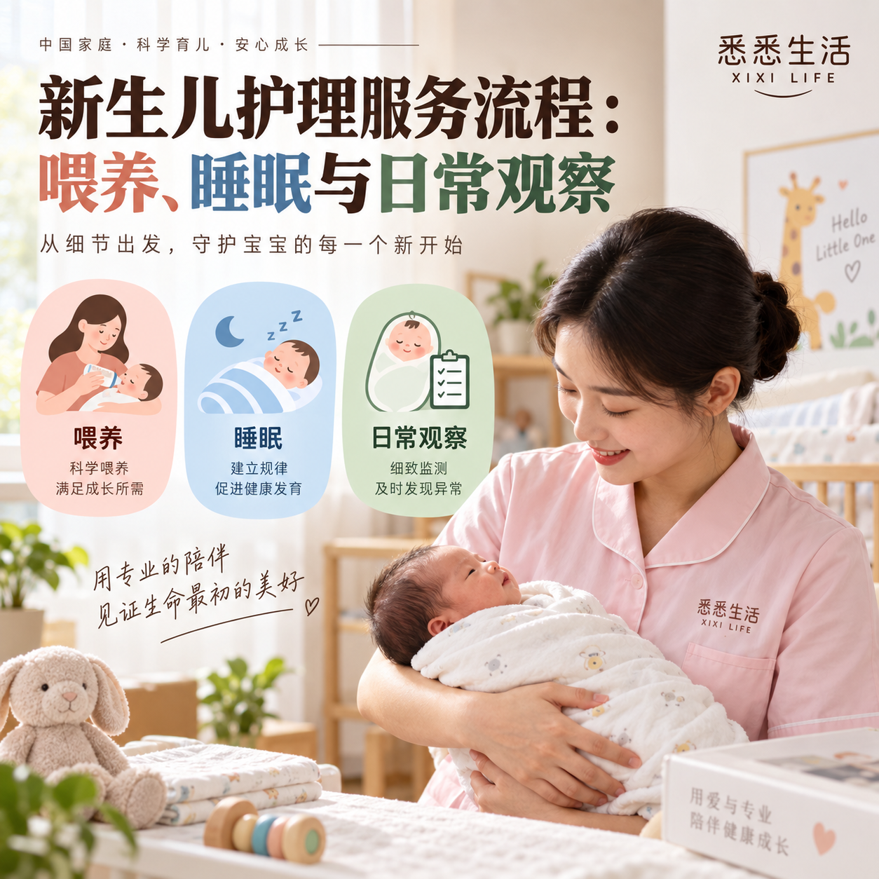 新生儿护理服务流程：喂养、睡眠与日常观察