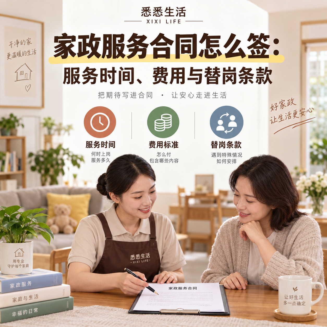 家政服务合同怎么签：服务时间、费用与替岗条款