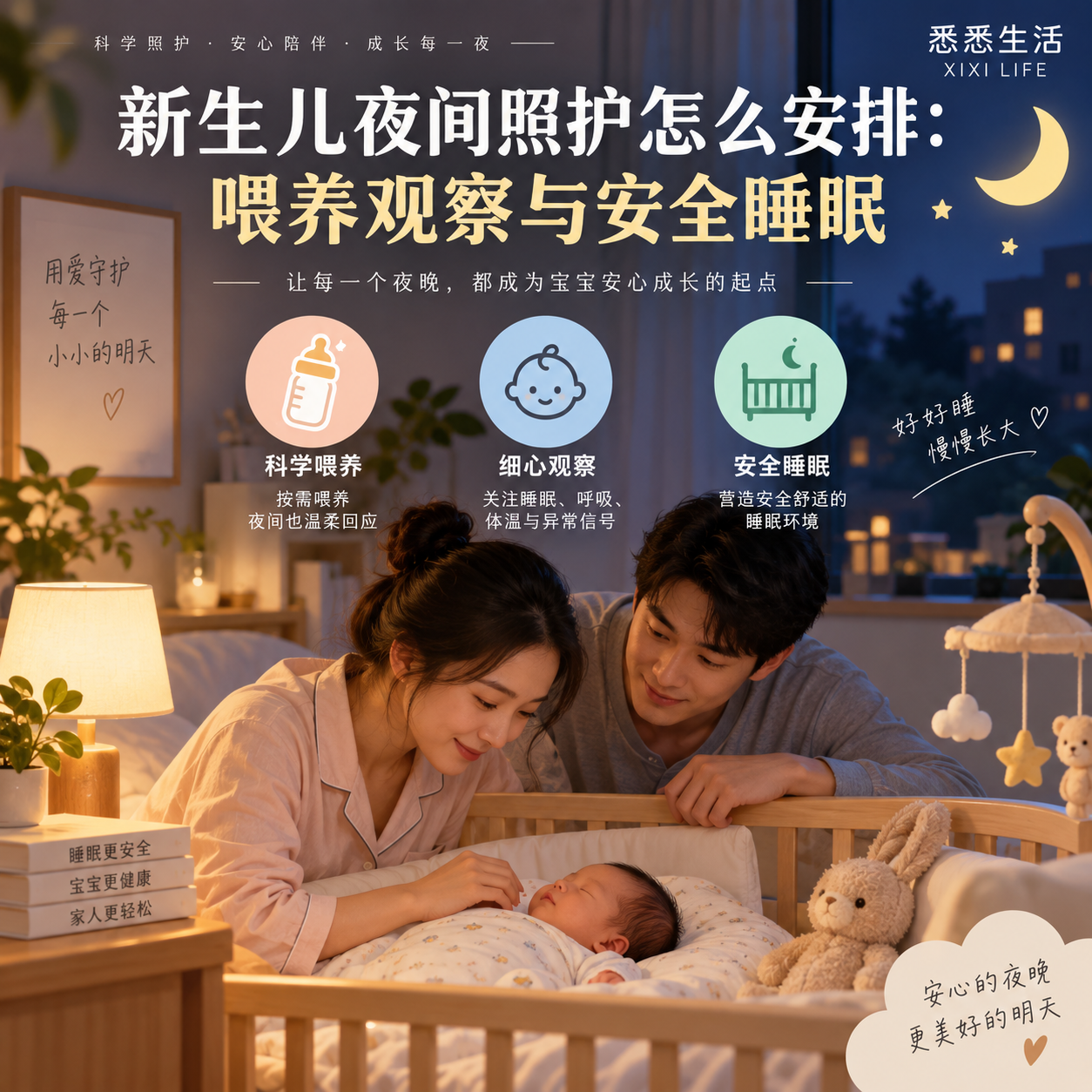 新生儿夜间照护怎么安排：喂养观察与安全睡眠