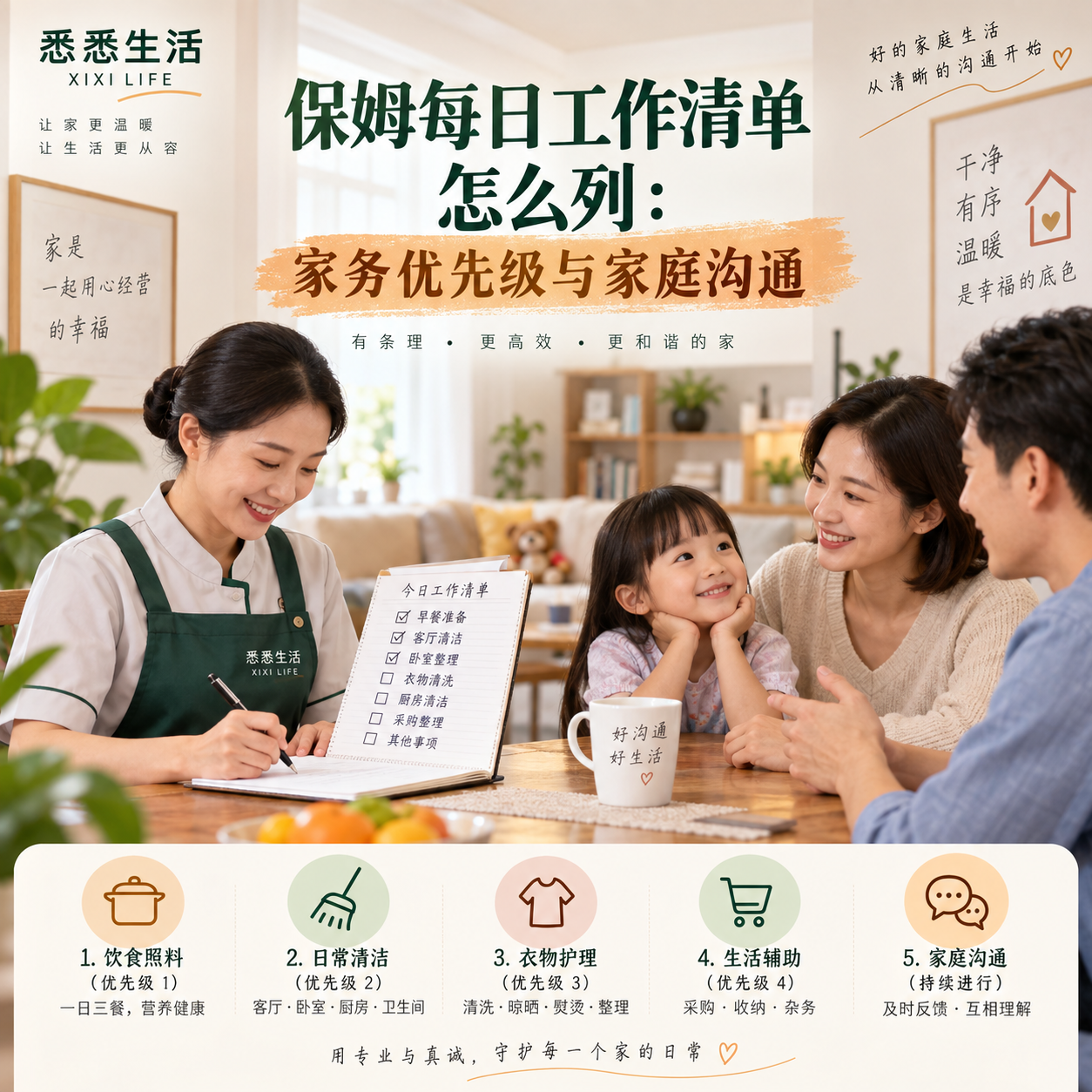 保姆每日工作清单怎么列：家务优先级与家庭沟通