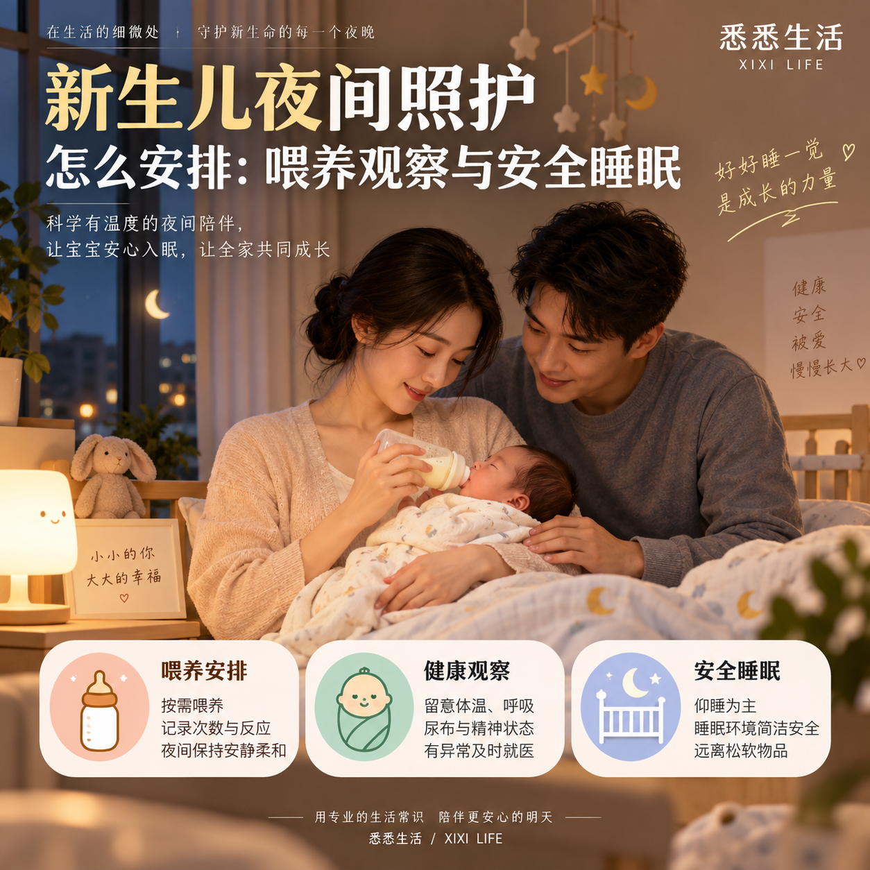 新生儿夜间照护怎么安排：喂养观察与安全睡眠