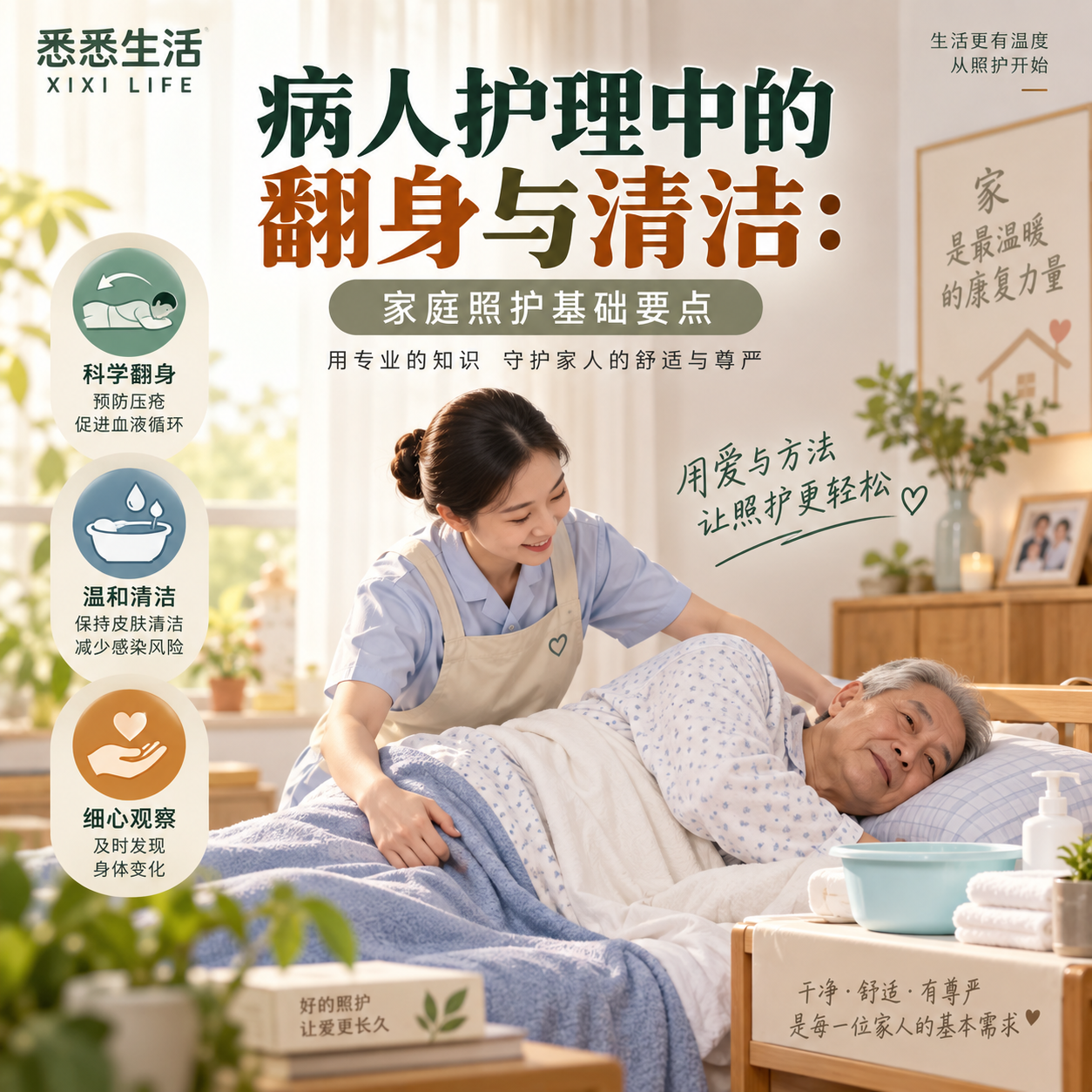 病人护理中的翻身与清洁：家庭照护基础要点