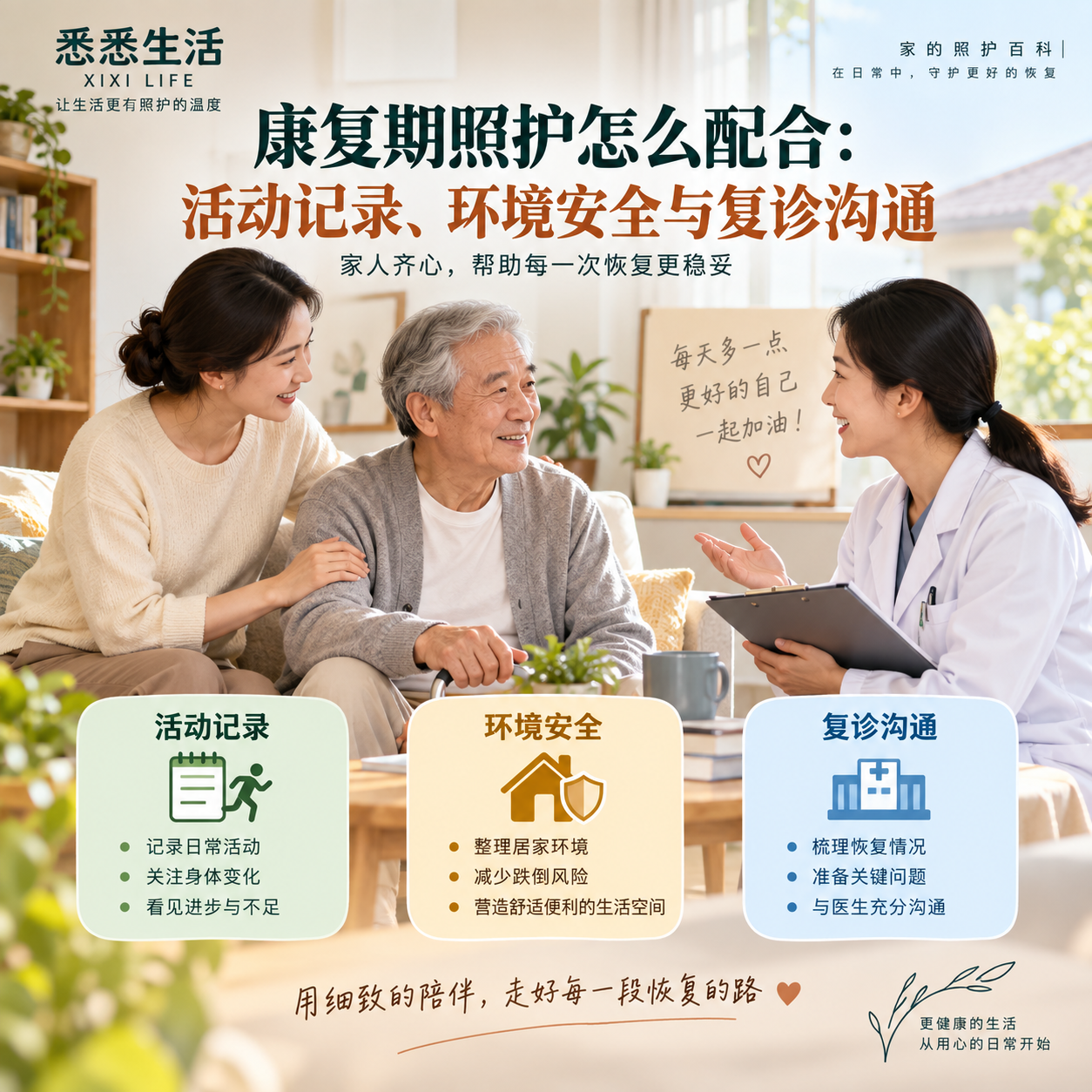 康复期照护怎么配合：活动记录、环境安全与复诊沟通