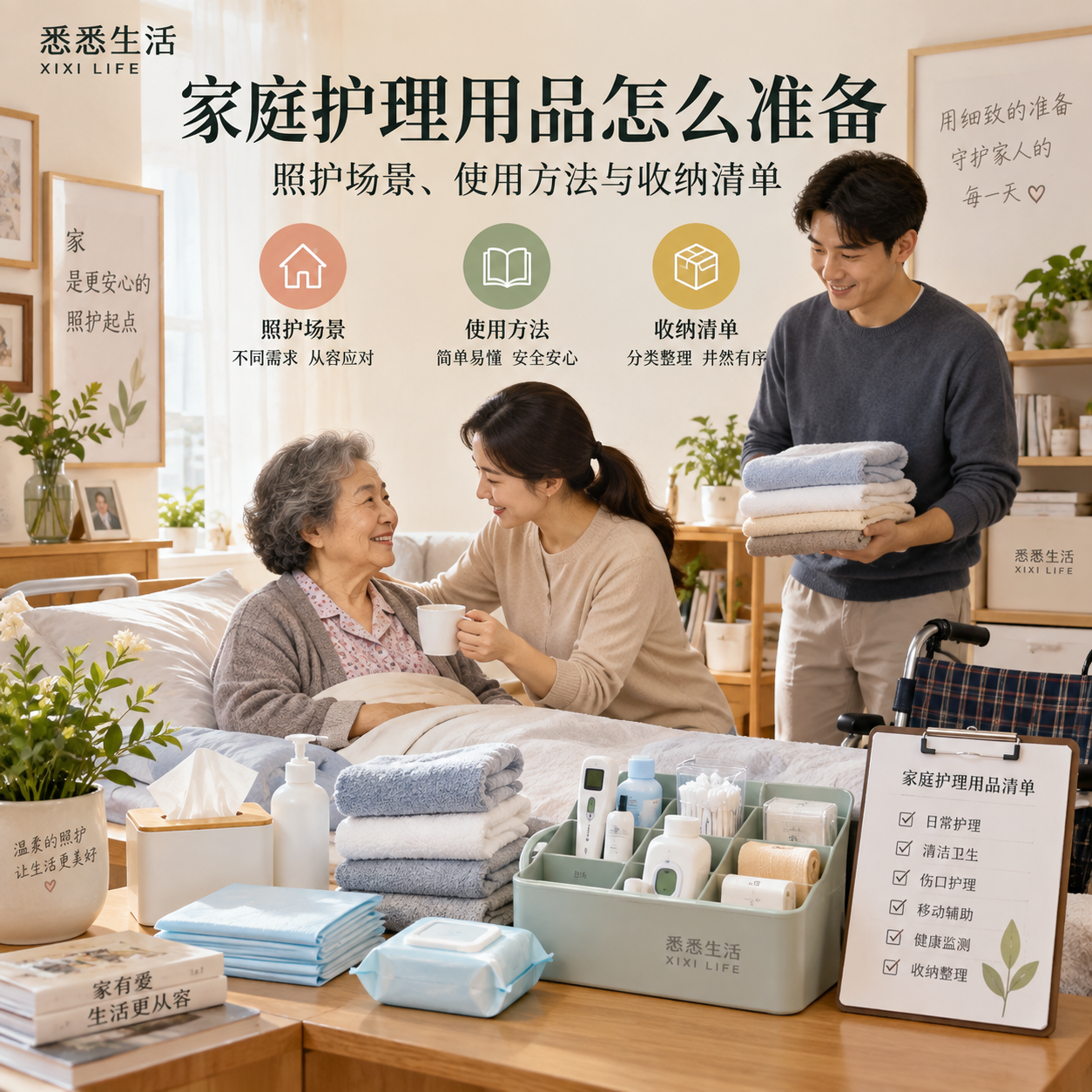 家庭护理用品怎么准备：照护场景、使用方法与收纳清单