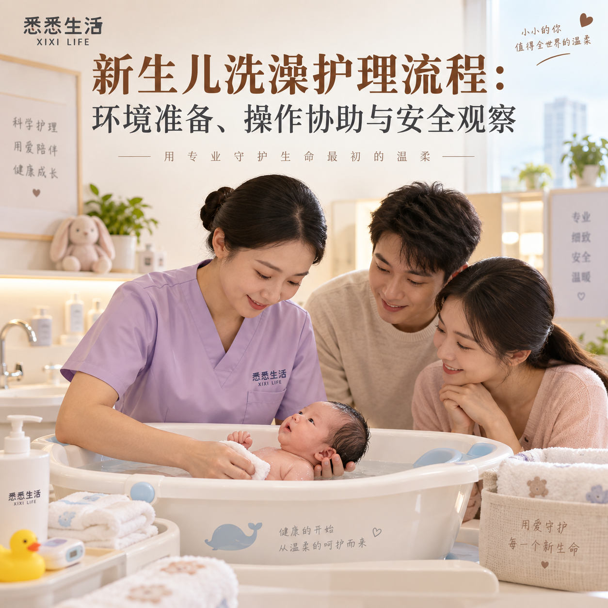 新生儿洗澡护理流程：环境准备、操作协助与安全观察