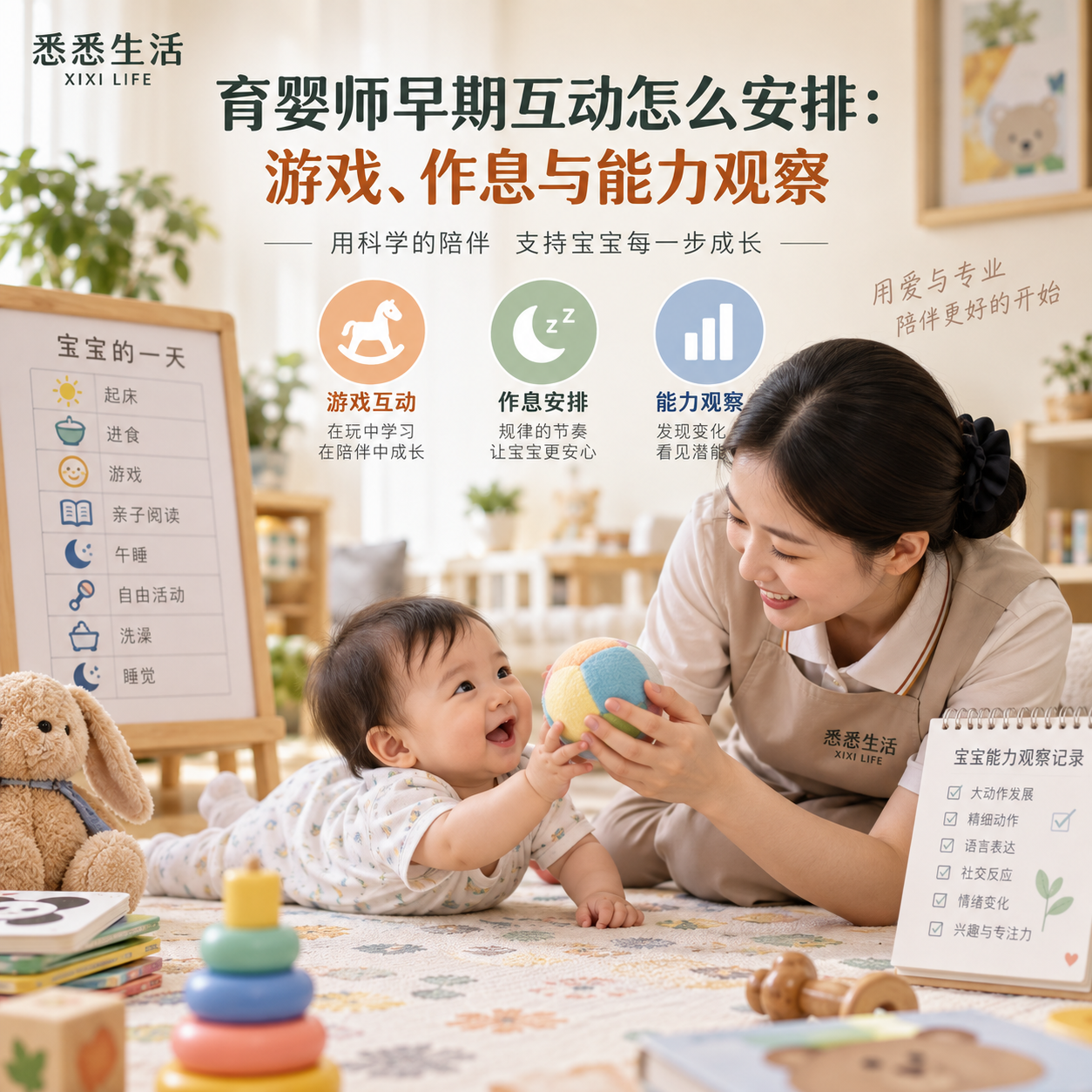 育婴师早期互动怎么安排：游戏、作息与能力观察