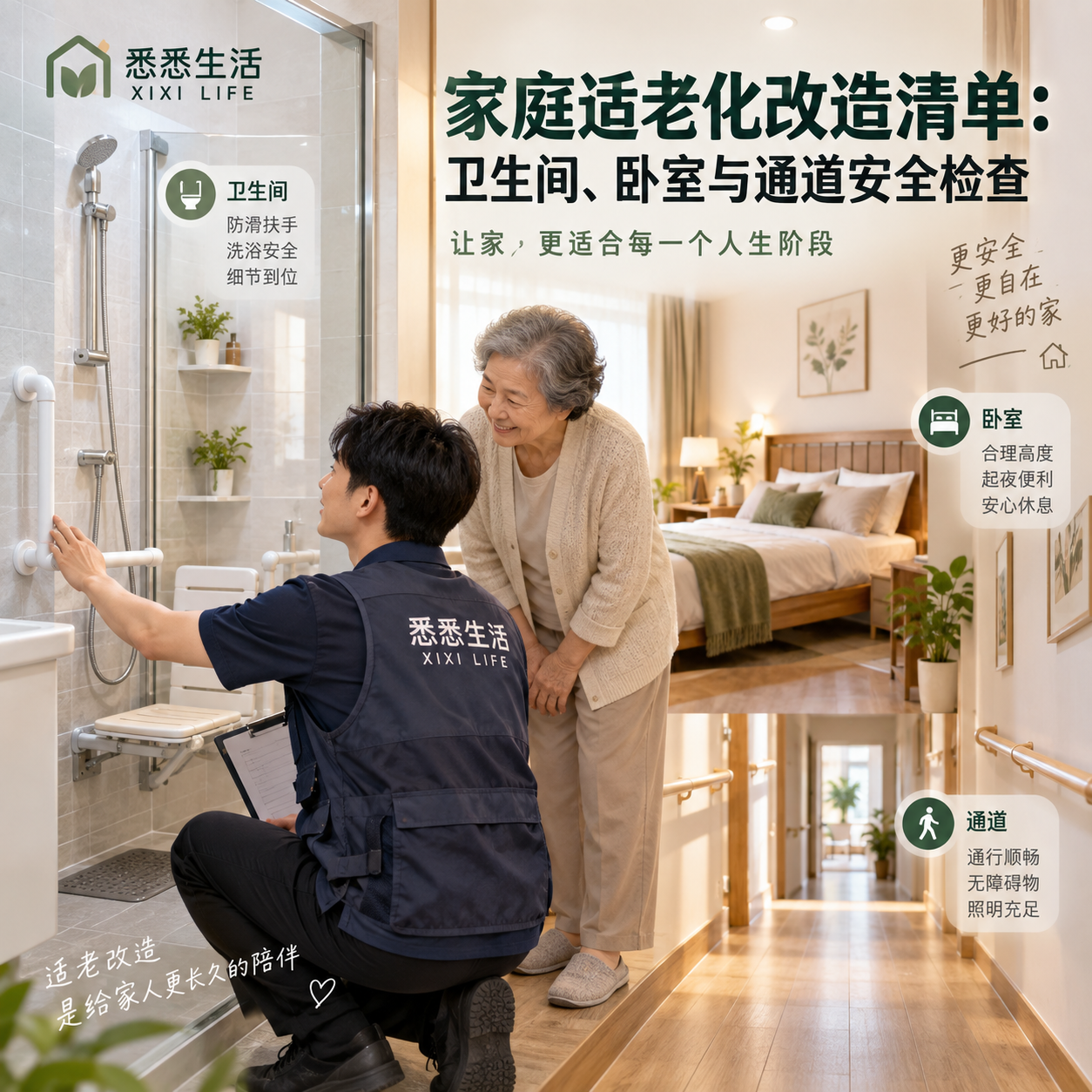 家庭适老化改造清单：卫生间、卧室与通道安全检查