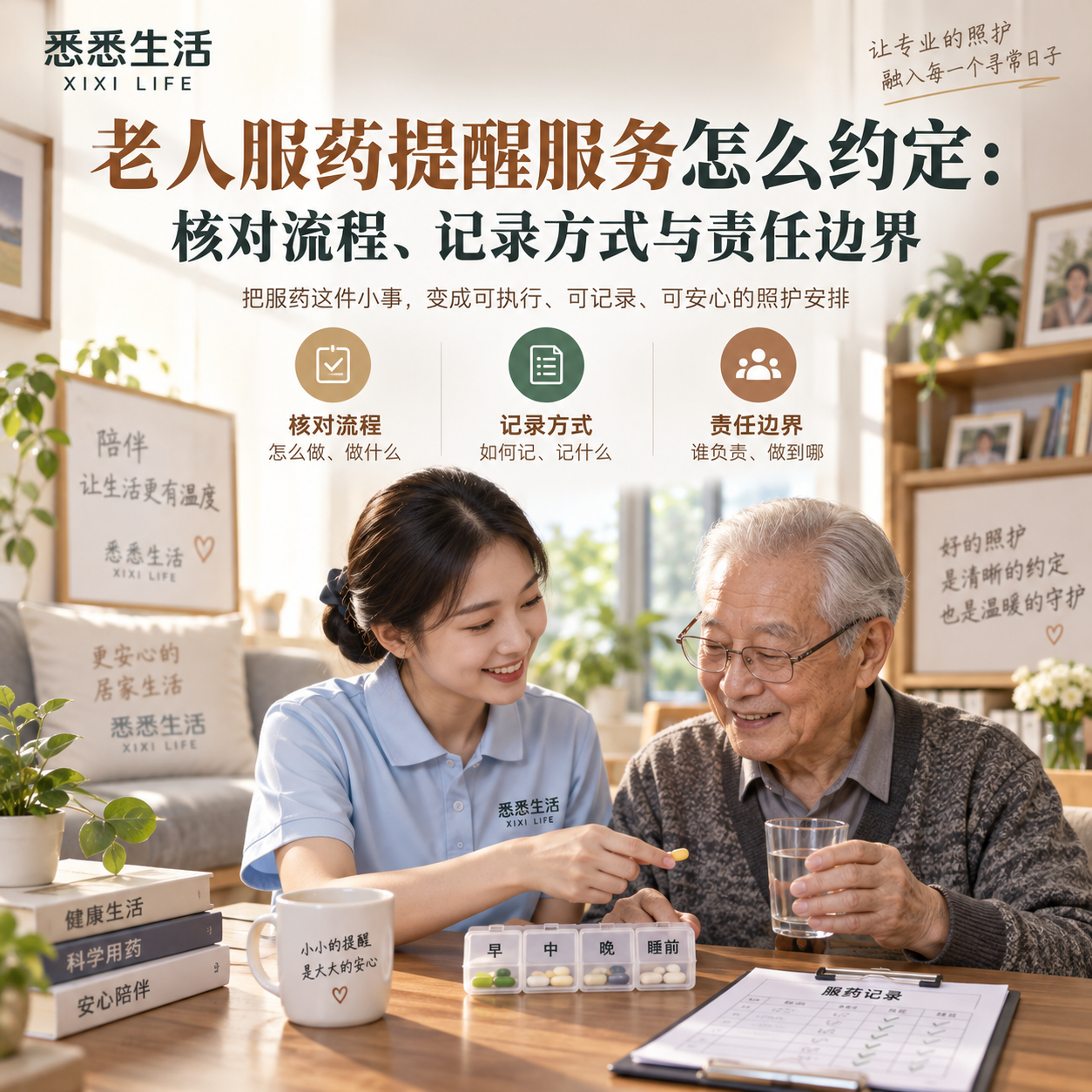 老人服药提醒服务怎么约定：核对流程、记录方式与责任边界