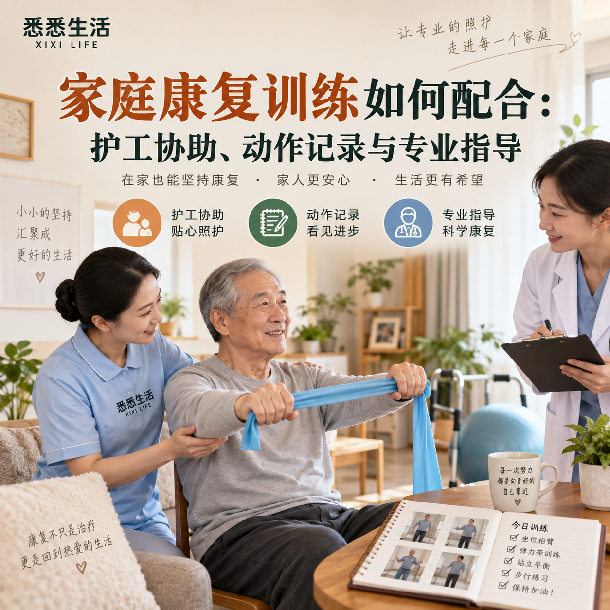 家庭康复训练如何配合：护工协助、动作记录与专业指导