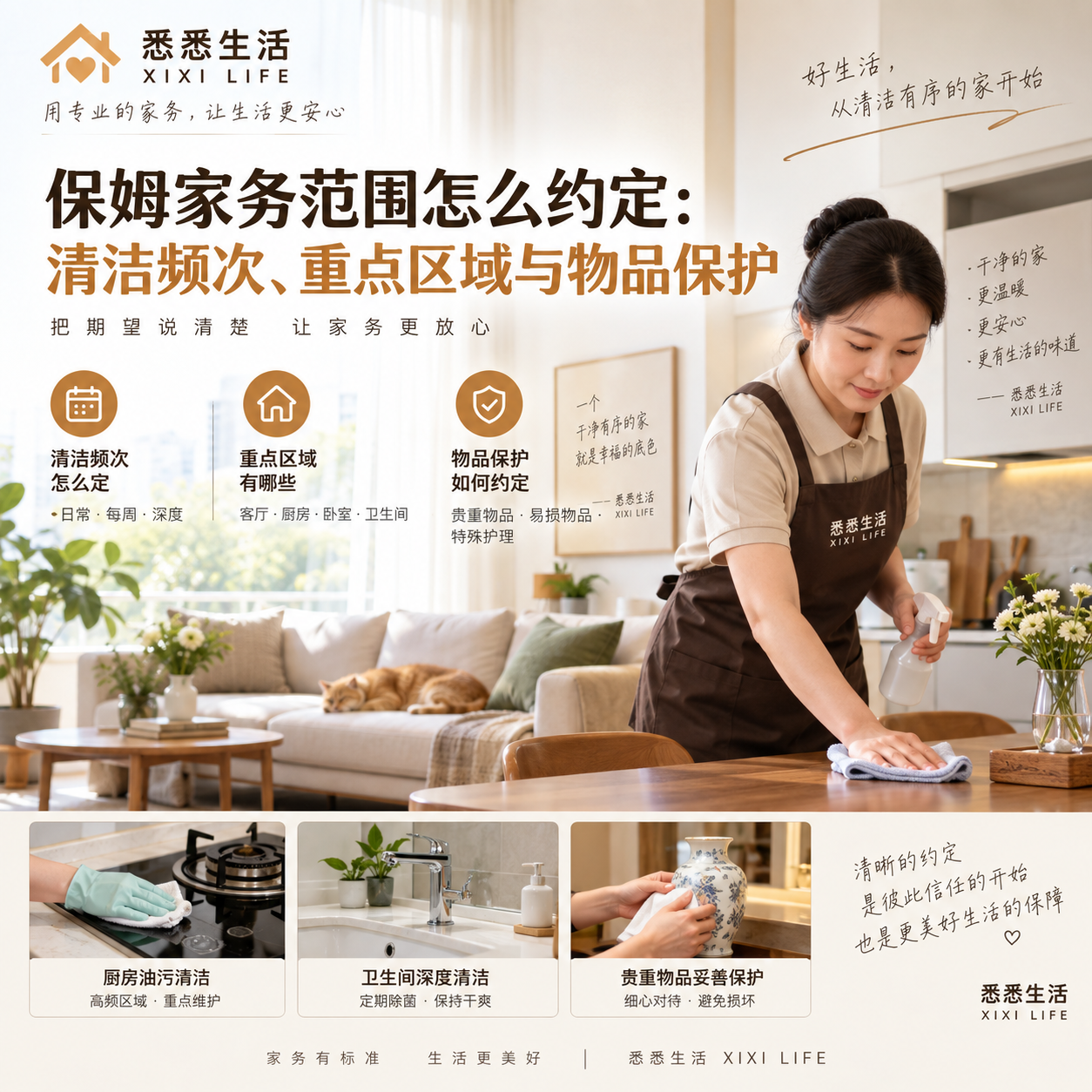 保姆家务范围怎么约定：清洁频次、重点区域与物品保护