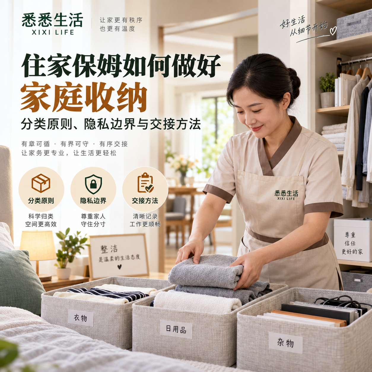 住家保姆如何做好家庭收纳：分类原则、隐私边界与交接方法