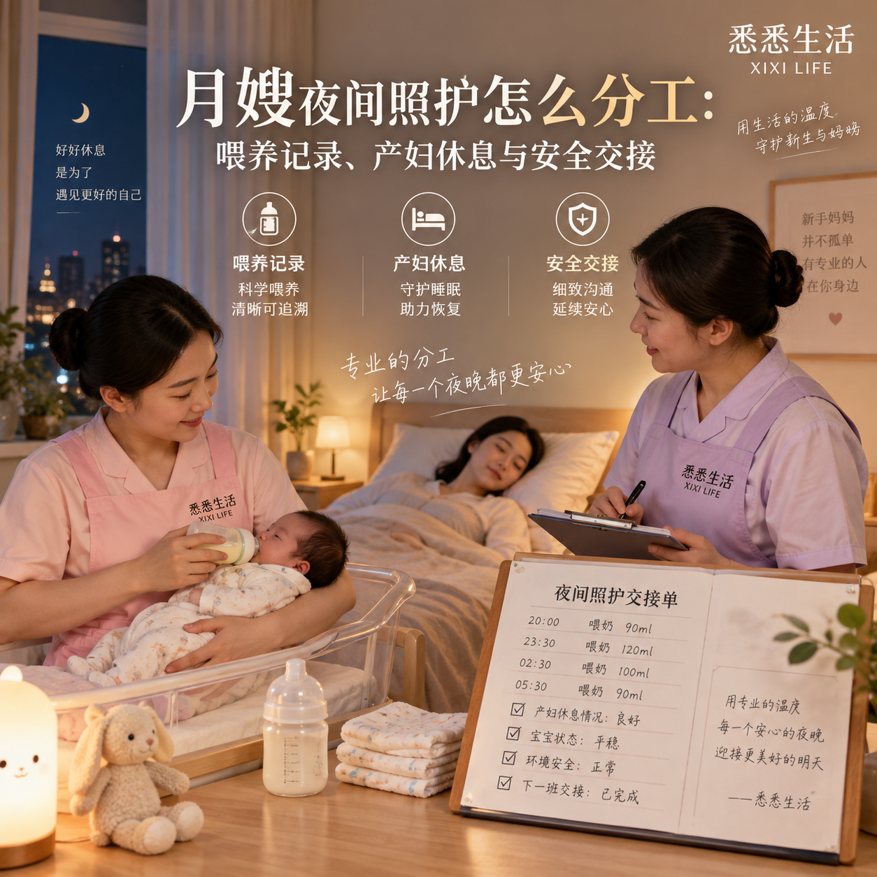 月嫂夜间照护怎么分工：喂养记录、产妇休息与安全交接