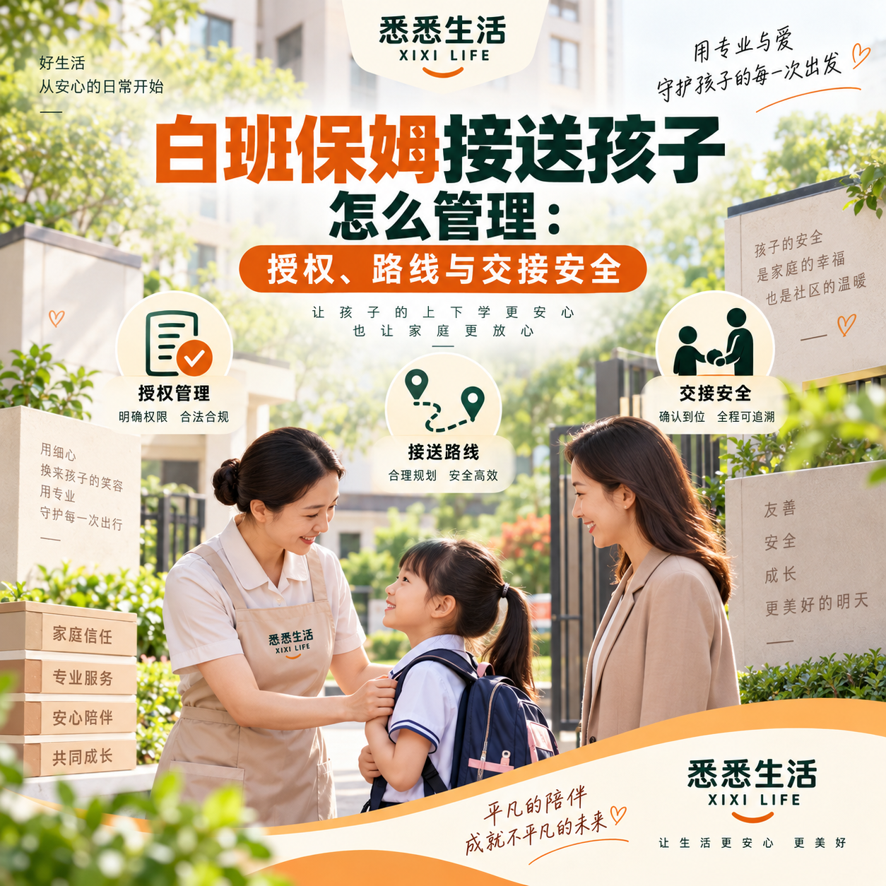 白班保姆接送孩子怎么管理：授权、路线与交接安全