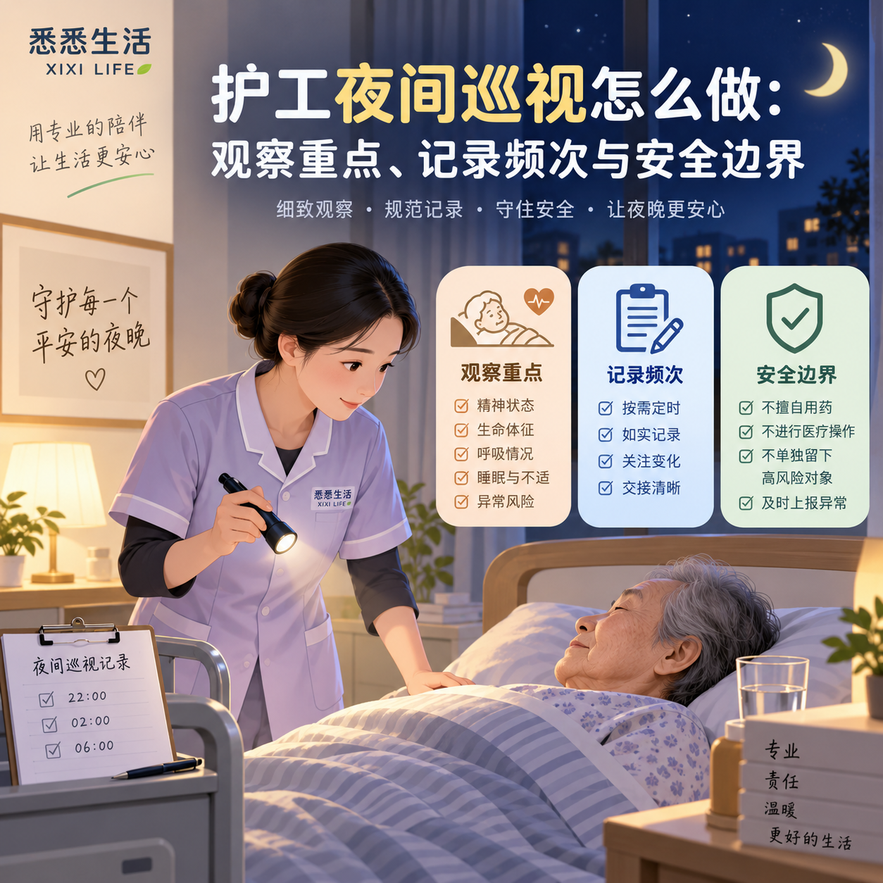 护工夜间巡视怎么做：观察重点、记录频次与安全边界