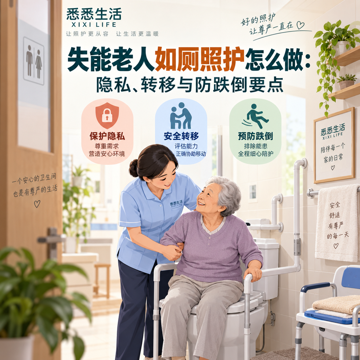 失能老人如厕照护怎么做：隐私、转移与防跌倒要点