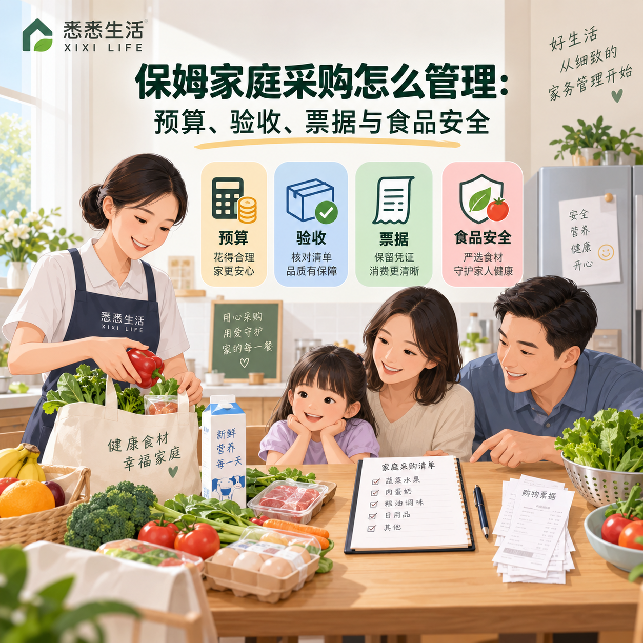 保姆家庭采购怎么管理：预算、验收、票据与食品安全