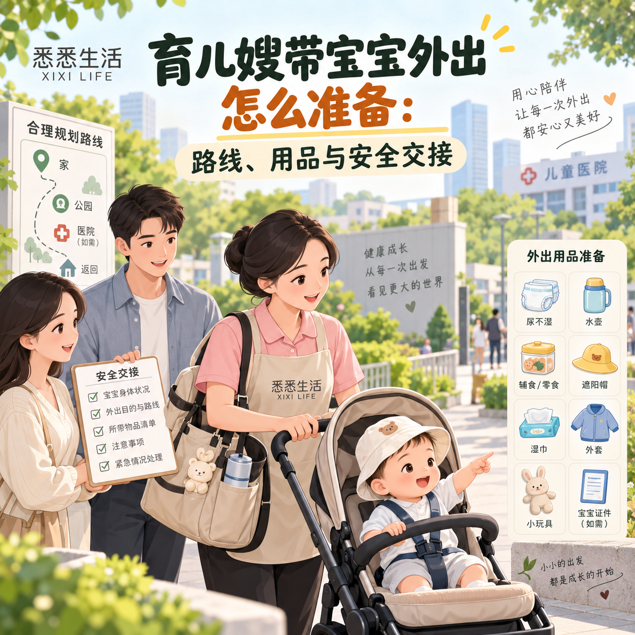育儿嫂带宝宝外出怎么准备：路线、用品与安全交接