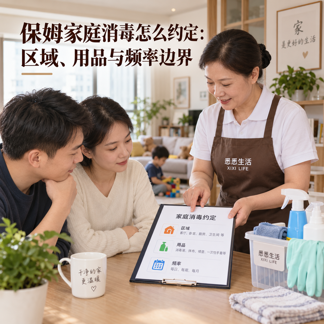 保姆家庭消毒怎么约定：区域、用品与频率边界