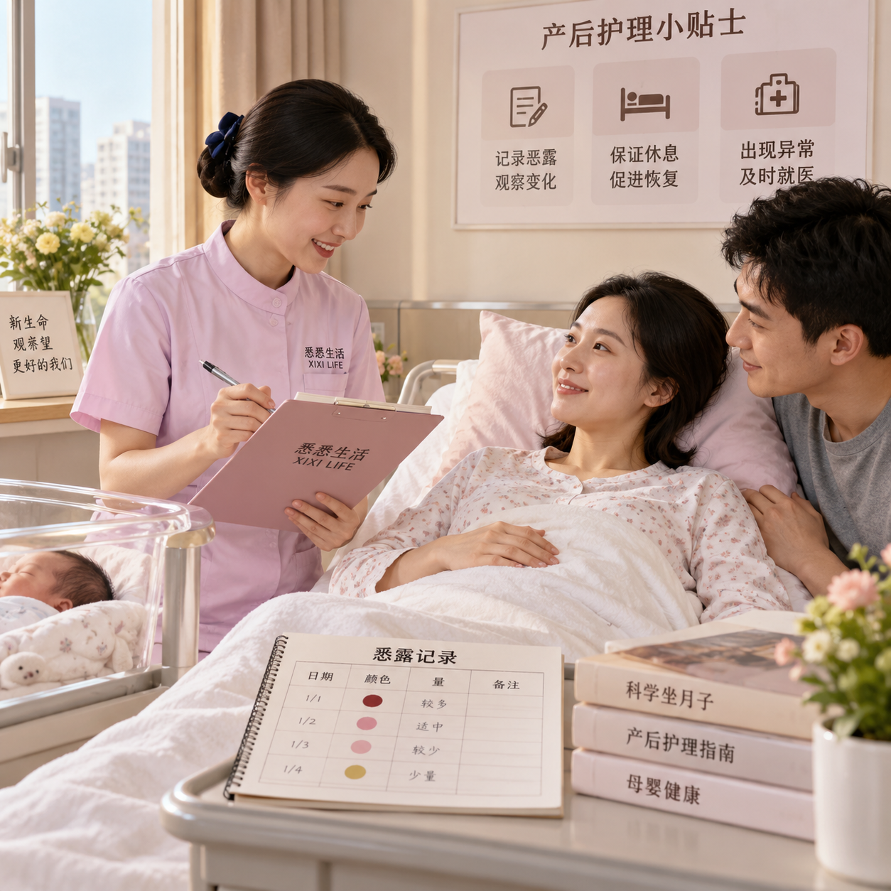 产后护理恶露观察怎么配合：记录、休息与就医提醒