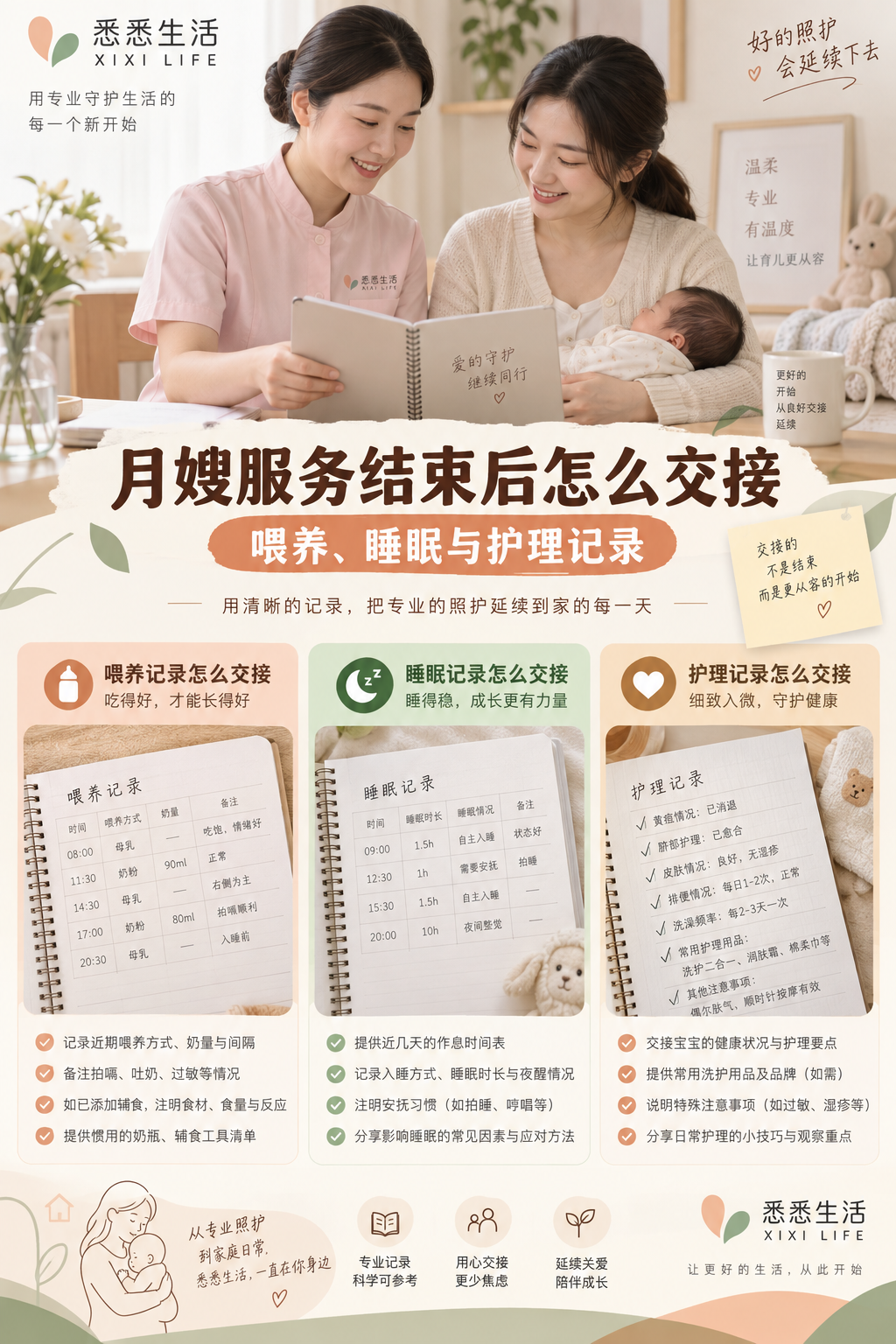 月嫂服务结束后怎么交接：喂养、睡眠与护理记录
