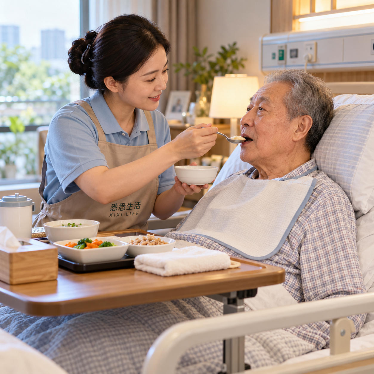 卧床护理床上进食怎么安排：体位、分量与误吸预防