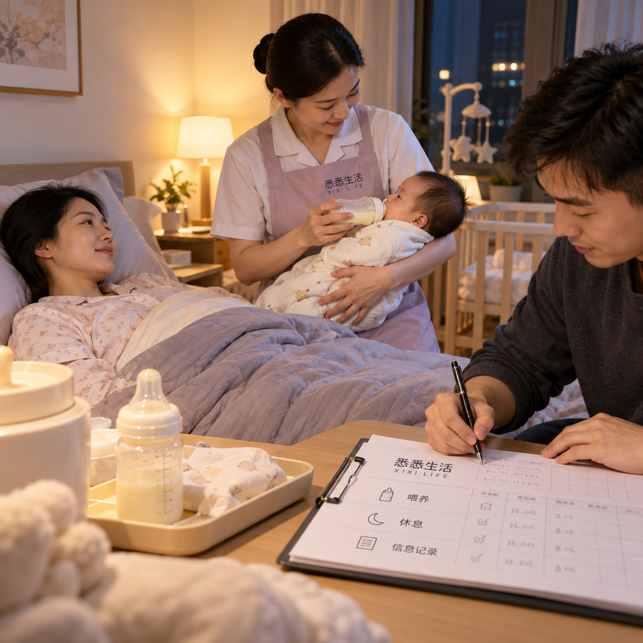 月嫂产妇夜间照护怎么分工：喂养、休息与信息记录