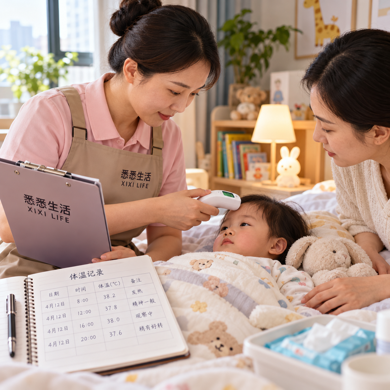 育婴师婴幼儿发热观察怎么做：测量、记录与就医提醒