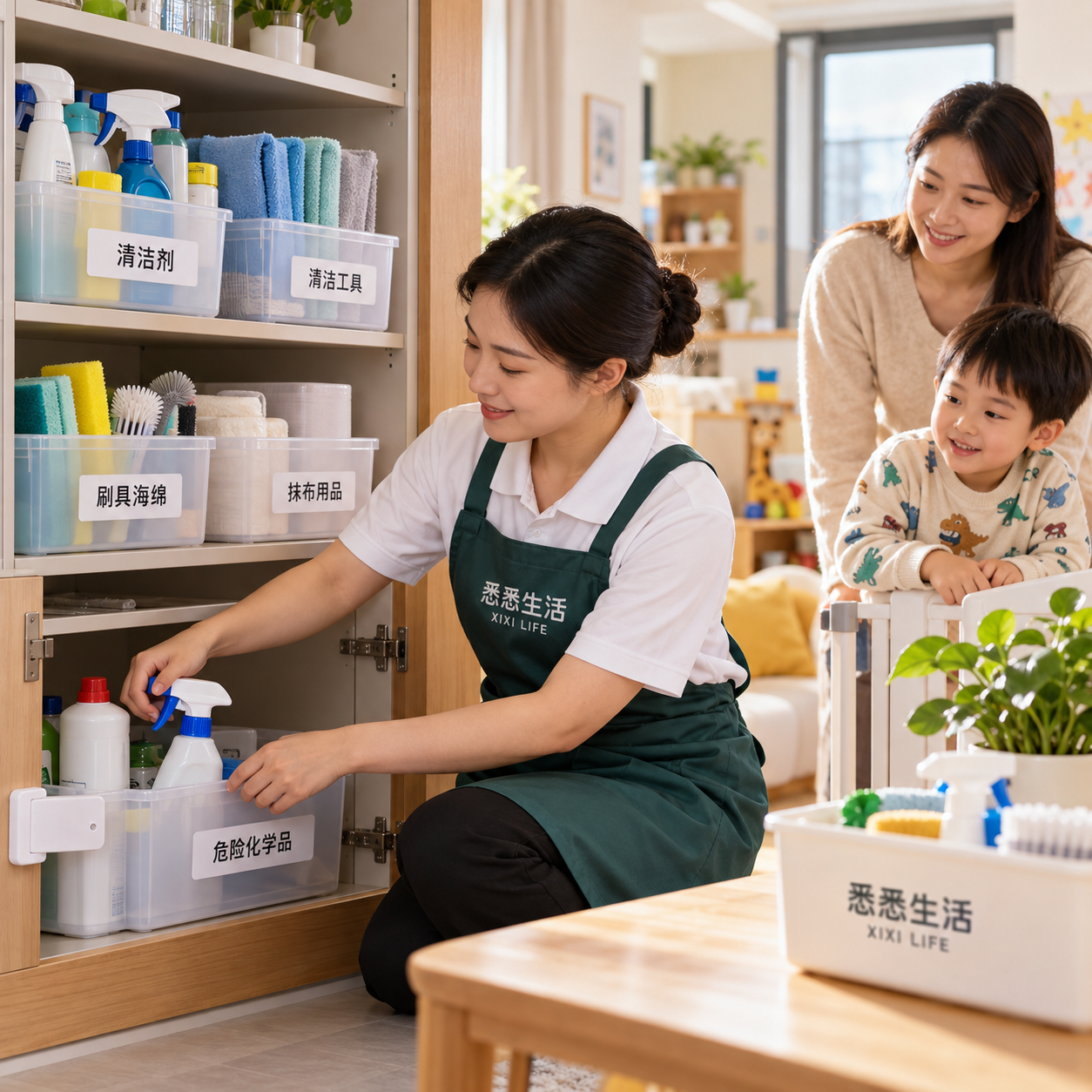 保姆家庭清洁用品怎么收纳：分类、标识与儿童安全