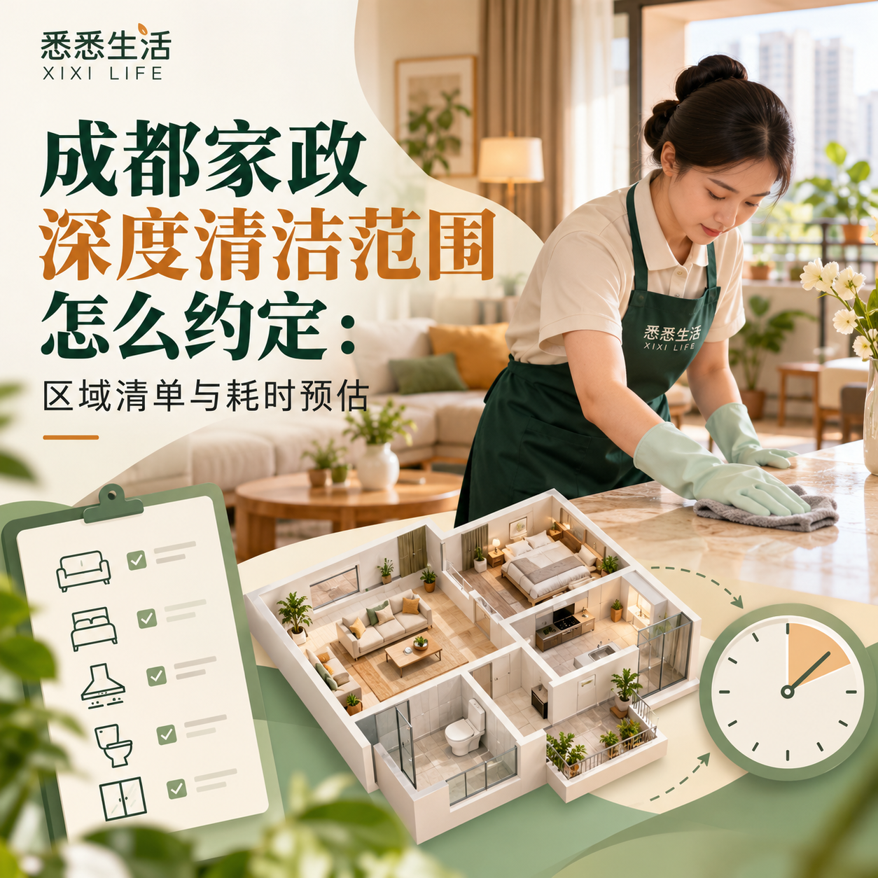 成都家政深度清洁范围怎么约定：区域清单与耗时预估