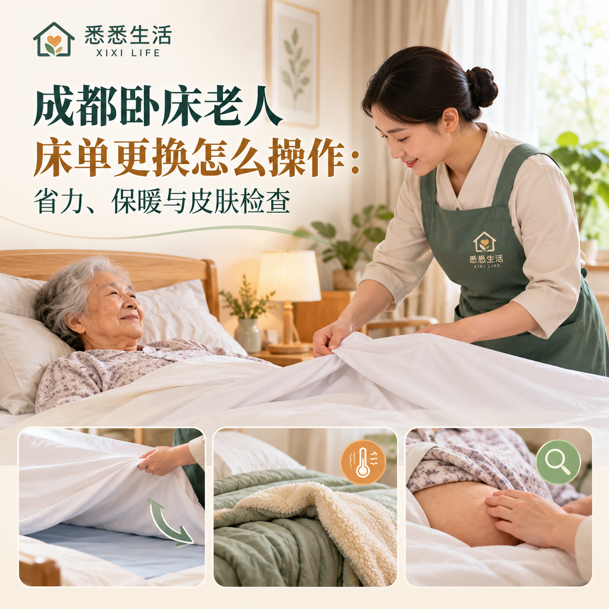 成都卧床老人床单更换怎么操作：省力、保暖与皮肤检查