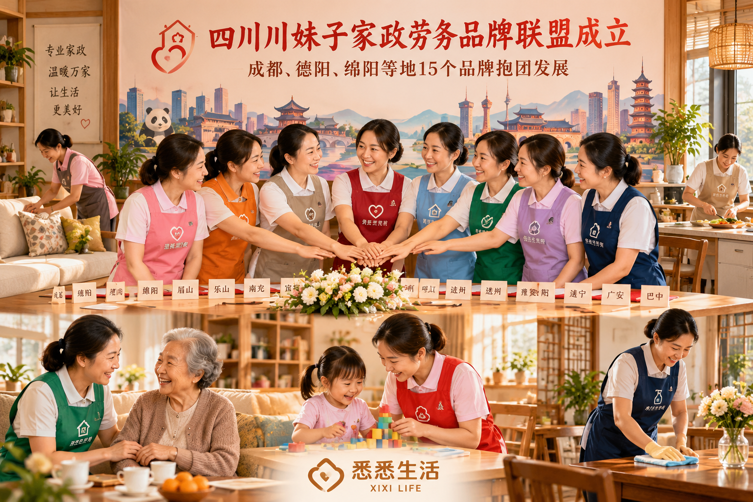 川妹子家政联盟在成都成立：15个品牌抱团，三年拟建100家输转基地