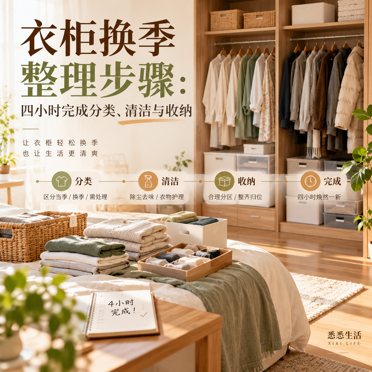 衣柜换季整理步骤：四小时完成分类、清洁与收纳